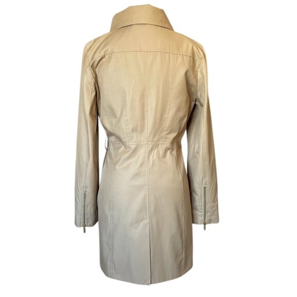 Michael Kors Asymmetrical Cotton Blend Trench Coat Draped Collar Tan, Size Small - Picture 3 of 14